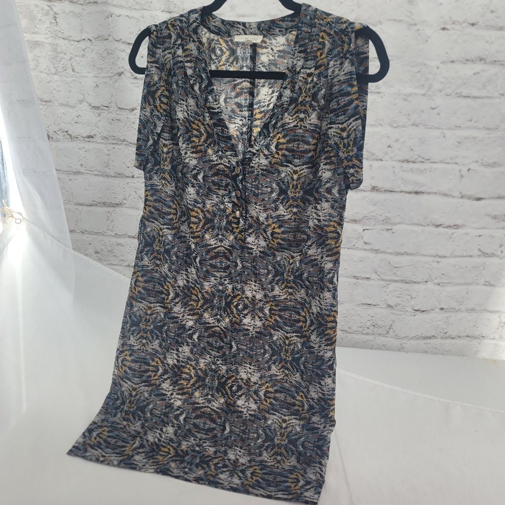 Mind Code Animal Print Size Small Sheer Straight Shirt Dress